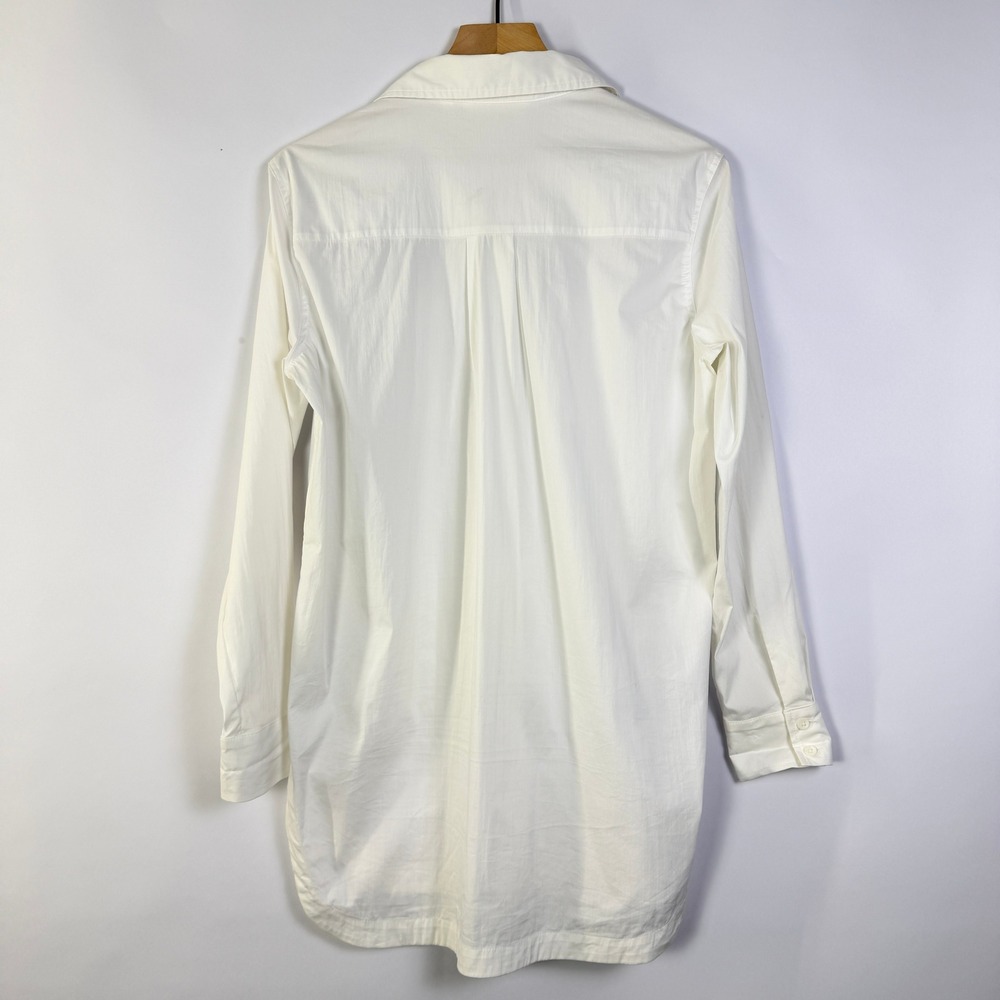 Athleta White Button Down Tunic Shirt Long Sleeve High Low Hem Womens Medium - Picture 5 of 10